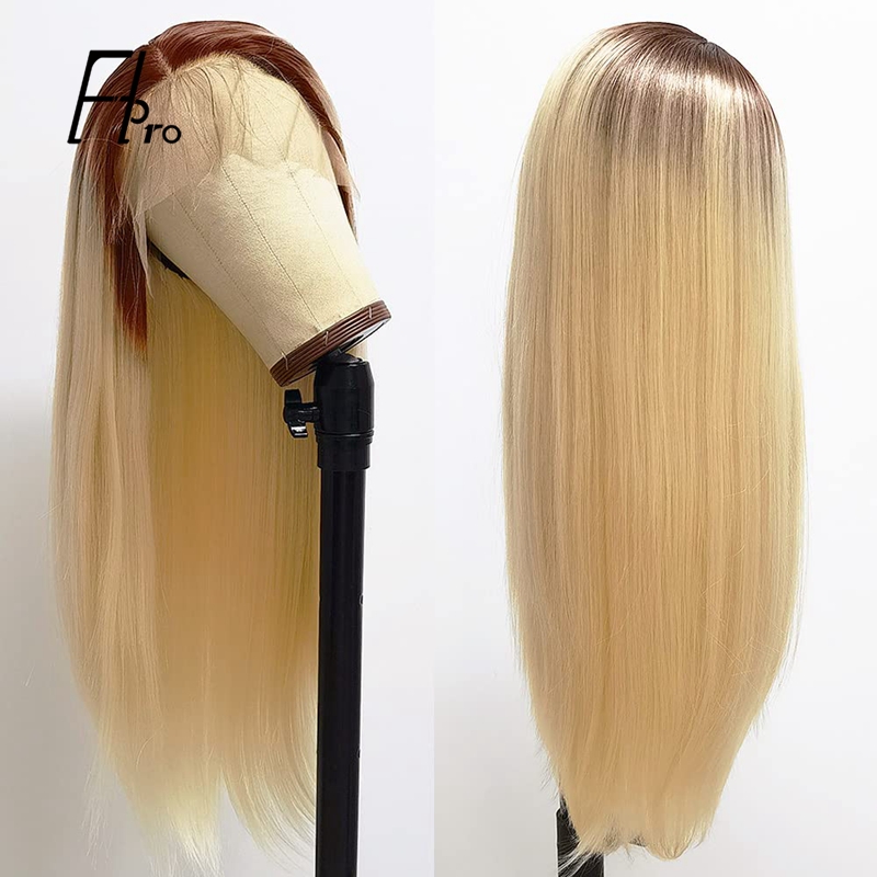 13×4 Lace Front Wig Straight 4-613# Ombre Color Human Hair Wigs 180% Density